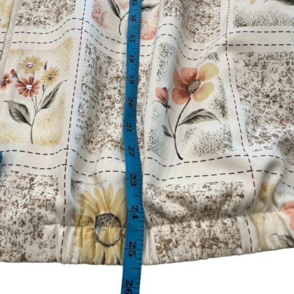 Alfred Dunner Jacket 16WP Floral Zip Up Lightweight Sunflower Beaded COTTAGECORE - Picture 7 of 10